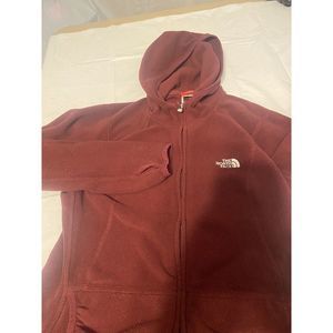 Women's The North Face Maroon Fleece‎ Hooded Full Zip Activewear Jacket-Size M